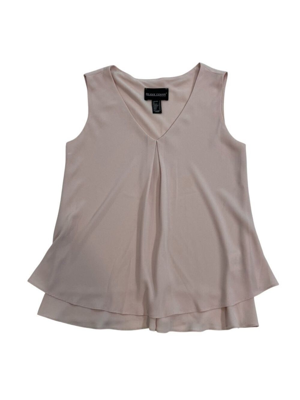 Frank Lyman Designer flowy chiffon top powder pink sleeveless V neckline size 2 - Picture 5 of 14